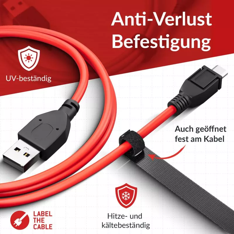 Label-The-Cable LTC PRO Basic Straps, Klett Kabelbinder, schwarz, 50er Pack