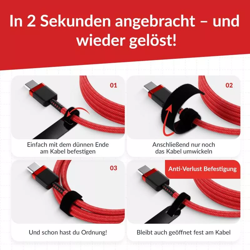 Label-The-Cable LTC PRO Basic Straps, Klett Kabelbinder, schwarz, 50er Pack