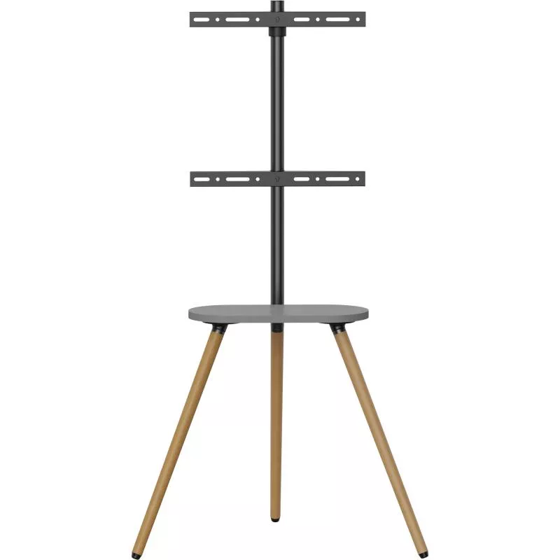 TV-Standfuß woodstand II – Dreibein – 43"–65" – mit Ablage & Kabelmanagement
