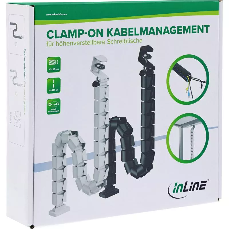 Flexibler Kabelkanal mit Tischklemme – 2-Kammer-System – bis 134 cm – schwarz Flexibler Kabelkanal mit Tischklemme – 2-Kammer-System – bis 134 cm – schwarz