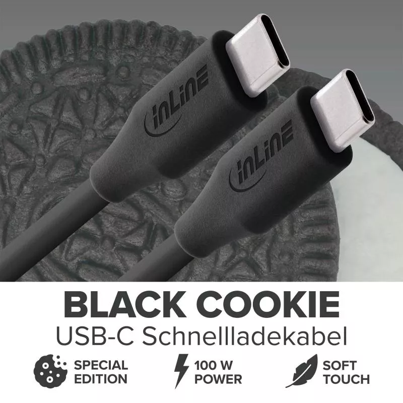 USB-C Schnellladekabel – 100W – Silikon – Black Cookie (schwarz) USB-C Schnellladekabel – 100W – Silikon – Black Cookie (schwarz)
