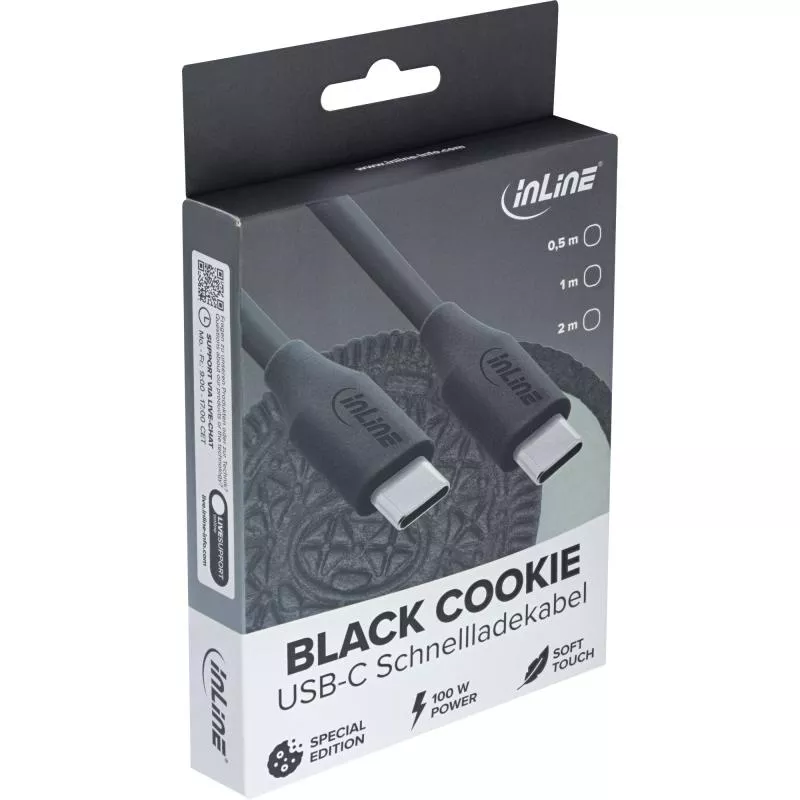 USB-C Schnellladekabel – 100W – Silikon – Black Cookie (schwarz) USB-C Schnellladekabel – 100W – Silikon – Black Cookie (schwarz)