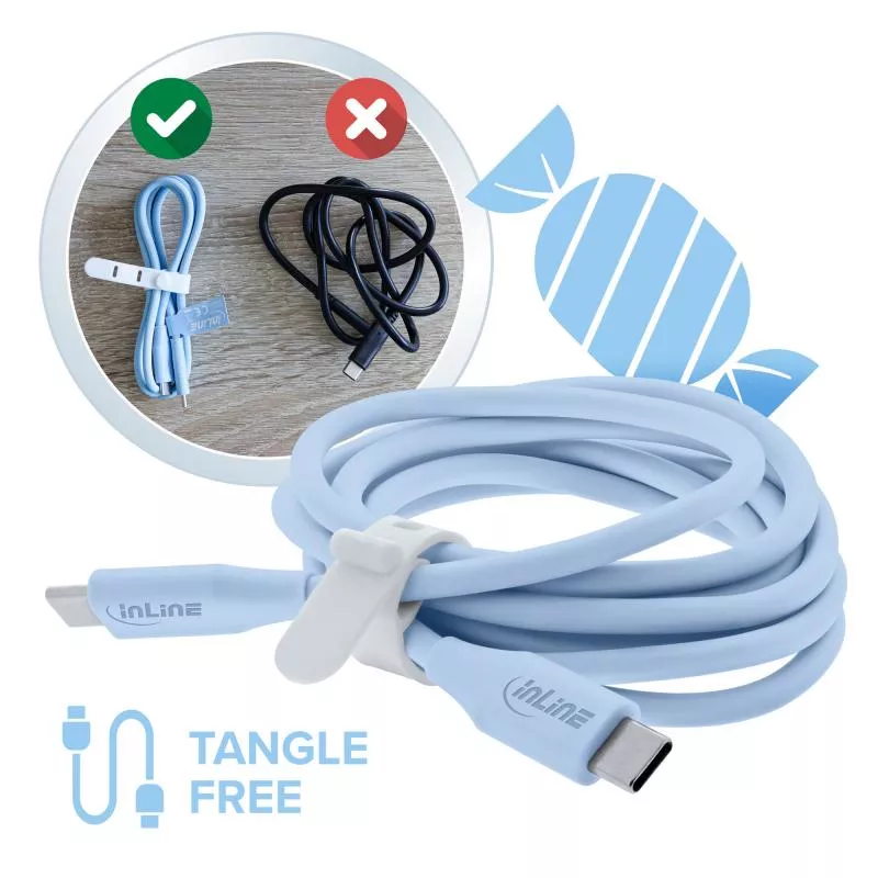 USB-C Schnellladekabel – 100W – Silikon – Eisbonbon (blau) USB-C Schnellladekabel – 100W – Silikon – Eisbonbon (blau)