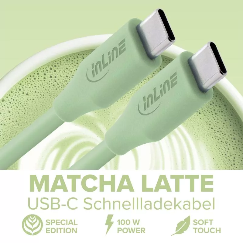 USB-C Schnellladekabel – 100W – Silikon – Matcha Latte (grün) USB-C Schnellladekabel – 100W – Silikon – Matcha Latte (grün)