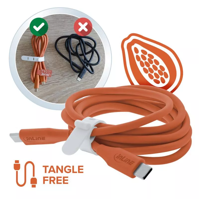 USB-C Schnellladekabel – 100W – Silikon – Papaya (orange) USB-C Schnellladekabel – 100W – Silikon – Papaya (orange)