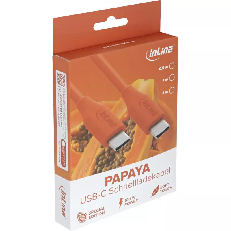 USB-C Schnellladekabel – 100W – Silikon – Papaya (orange) USB-C Schnellladekabel – 100W – Silikon – Papaya (orange)