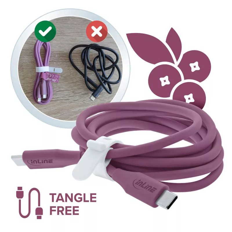 USB-C Schnellladekabel – 100W – Silikon – Wild Berry (lila) USB-C Schnellladekabel – 100W – Silikon – Wild Berry (lila)