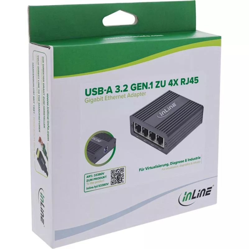 USB-A 3.2 Gen.1 zu 4x RJ45 Gigabit Ethernet Adapter USB-A 3.2 Gen.1 zu 4x RJ45 Gigabit Ethernet Adapter
