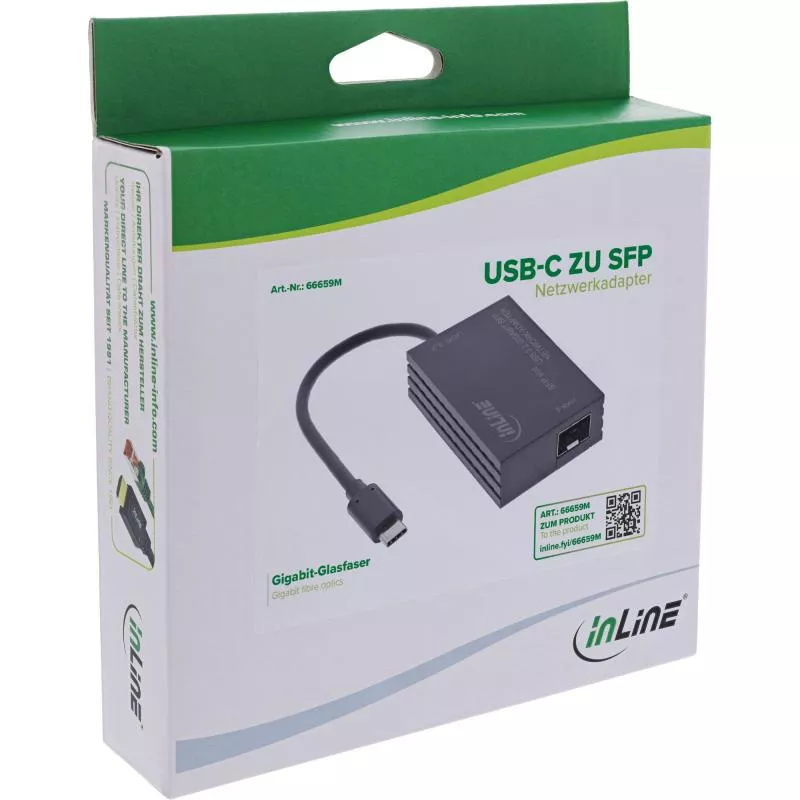 USB-C zu SFP Gigabit Fiber Netzwerkadapter (10/100/1000 Mb/s) USB-C zu SFP Gigabit Fiber Netzwerkadapter (10/100/1000 Mb/s)