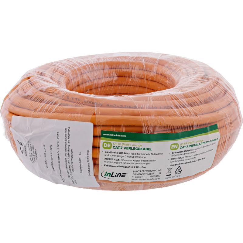 Cat 7 Verlegekabel S/FTP (PiMF) AWG23/1 CCA – 600 MHz – LSZH – Eca – Orange