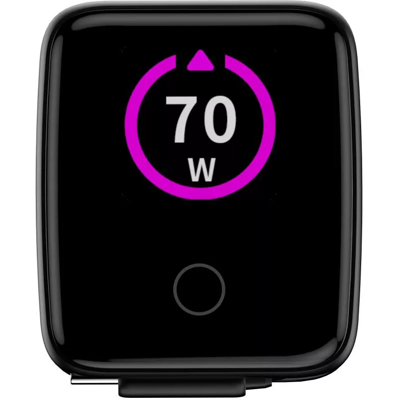 USB-Netzteil 70 W GaN mit USB-C PD + USB-A QC und integriertem 60 cm Kabel, Schwarz