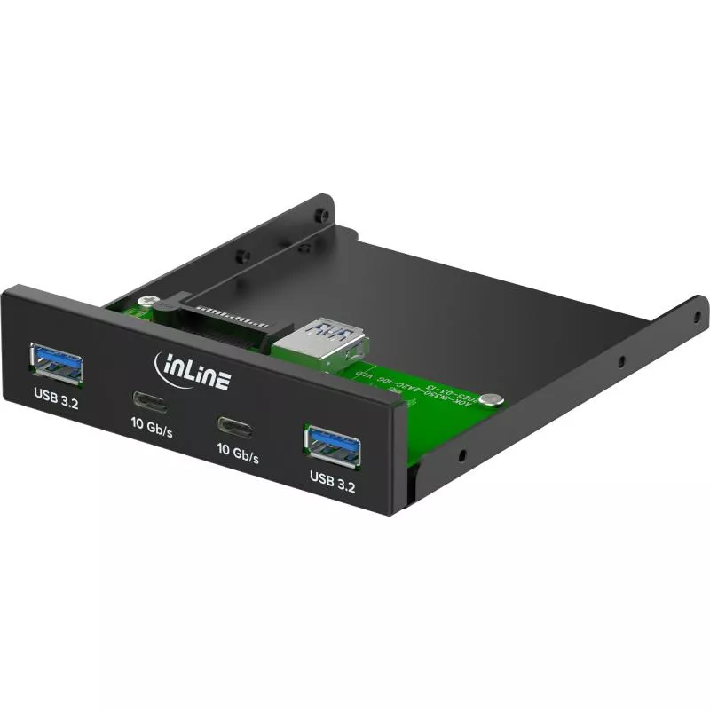 3,5" Front Panel mit 2x USB-A & 2x USB-C, 10 Gb/s, Metall, Schwarz
