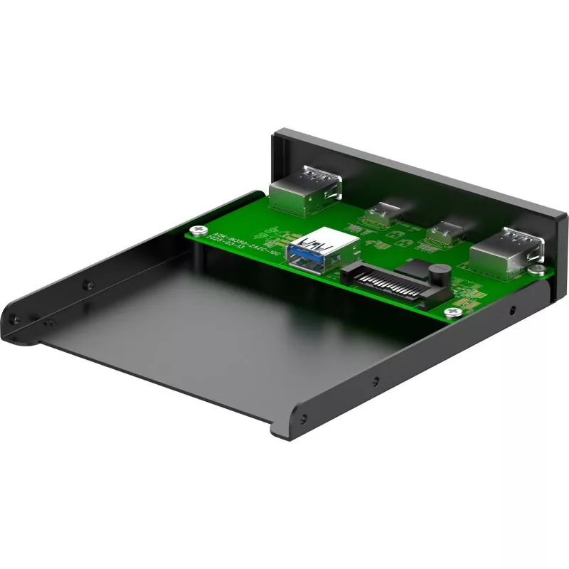 3,5" Front Panel mit 2x USB-A & 2x USB-C, 10 Gb/s, Metall, Schwarz