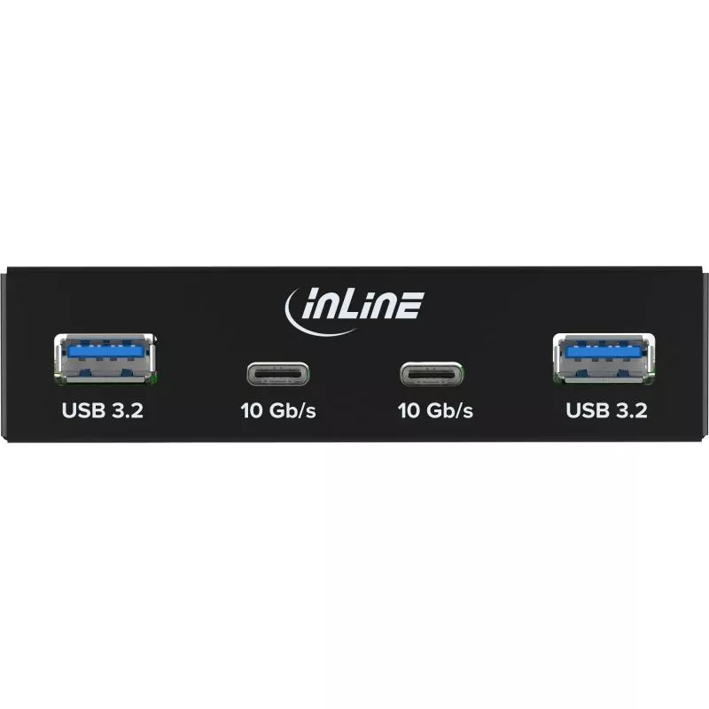 3,5" Front Panel mit 2x USB-A & 2x USB-C, 10 Gb/s, Metall, Schwarz