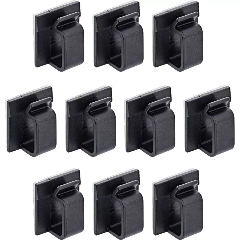 10er Pack Kabelmanager Klebesockel XL, Nylon, mit 3M®-Pad, Schwarz