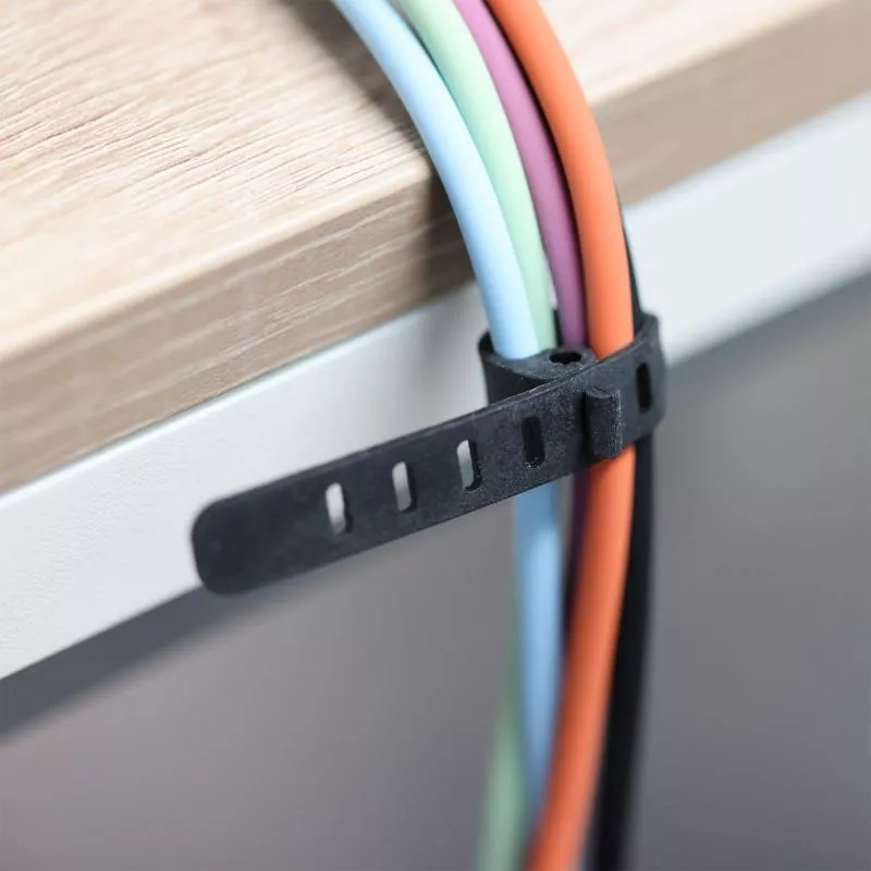 10er Pack Silikon-Kabelbinder, flexibel & wiederverwendbar, 97×10 mm, Schwarz