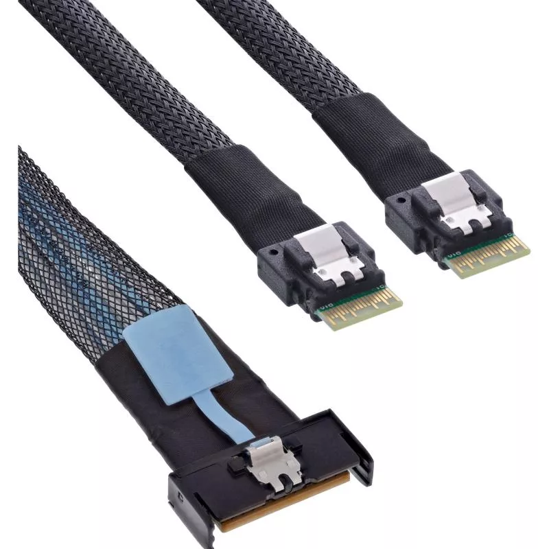 MCIO x8 auf 2× SFF-8654 4i Kabel – Twinax, PCIe Gen5