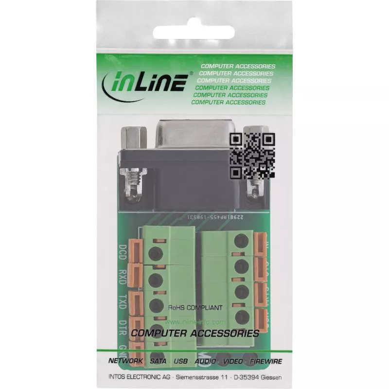 D-Sub 9 Terminalblock, Buchse, Federklemme, mit Schraubsicherung