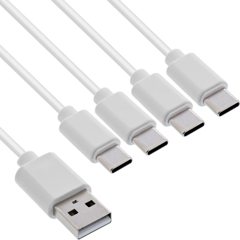 4-in-1 Y-Ladekabel USB-A auf 4x USB-C, max. 25W, weiß