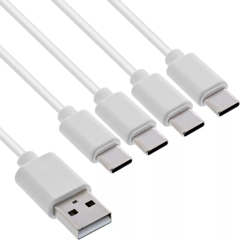 4-in-1 Y-Ladekabel USB-A auf 4x USB-C, max. 25W, weiß