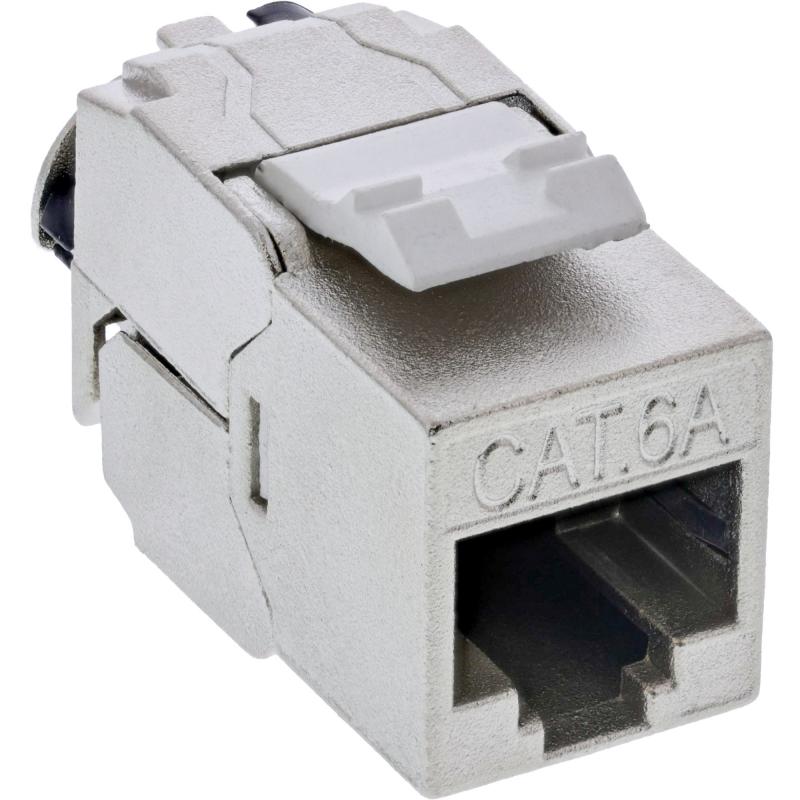 RJ45 Keystone-Modul Slim Cat.6A – LSA, vollgeschirmt, mit integriertem Kabelclip