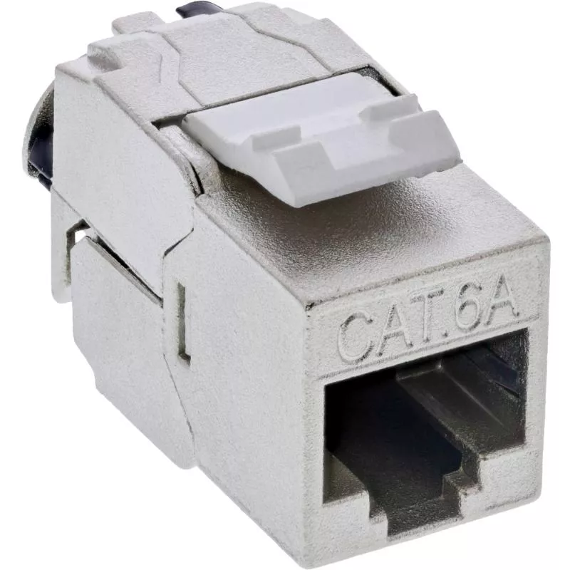RJ45 Keystone-Modul Slim Cat.6A – LSA, vollgeschirmt, mit integriertem Kabelclip