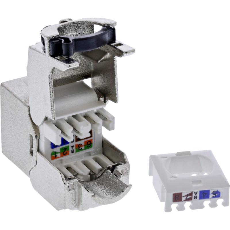 RJ45 Keystone-Modul Slim Cat.8.1 – LSA, vollgeschirmt, mit integriertem Kabelclip