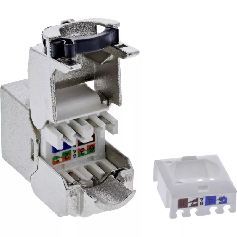 RJ45 Keystone-Modul Slim Cat.8.1 – LSA, vollgeschirmt, mit integriertem Kabelclip