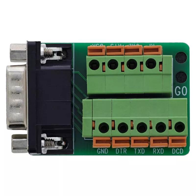 D-Sub 9 Terminalblock, Stecker, Federklemme, mit Schraubsicherung