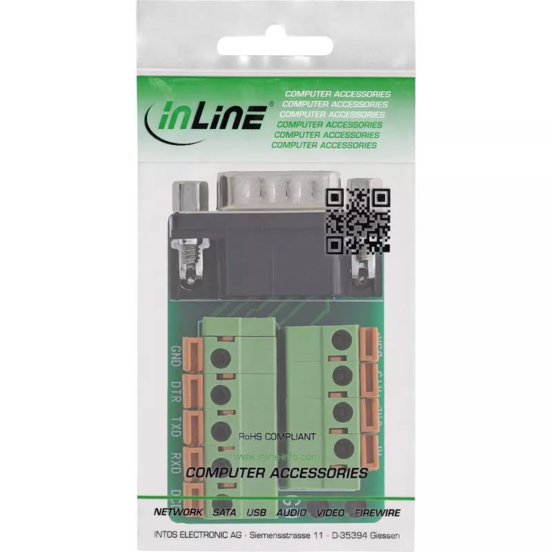 D-Sub 9 Terminalblock, Stecker, Federklemme, mit Schraubsicherung