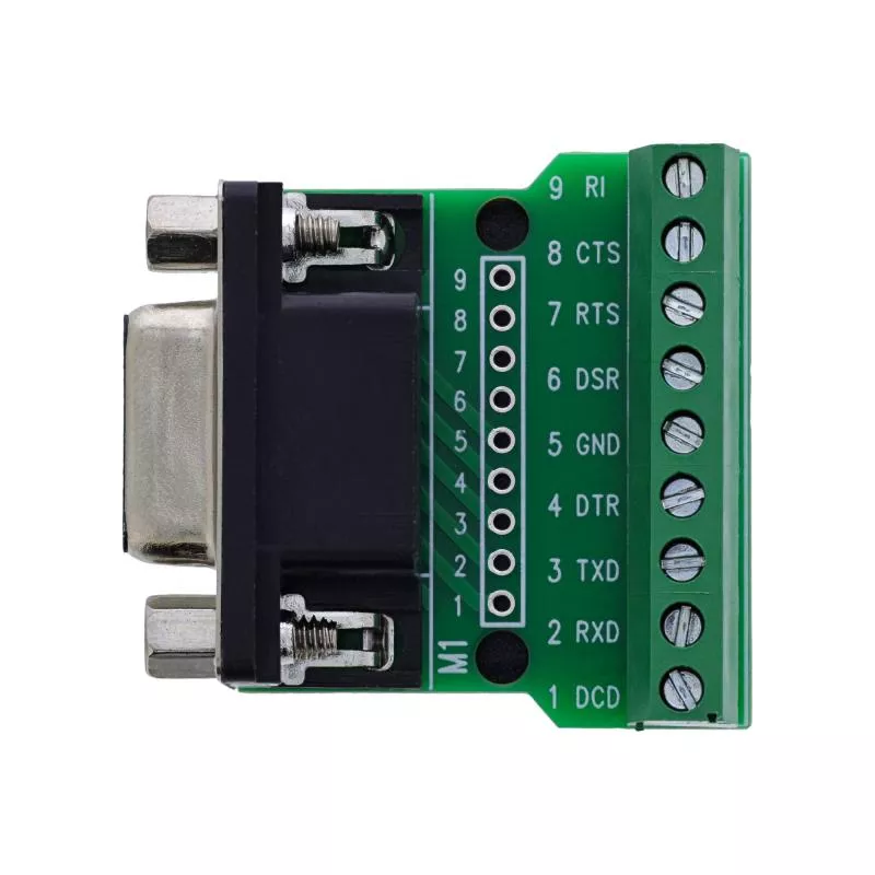 D-Sub 9 Terminalblock, Buchse, Schraubklemme, mit Schraubsicherung