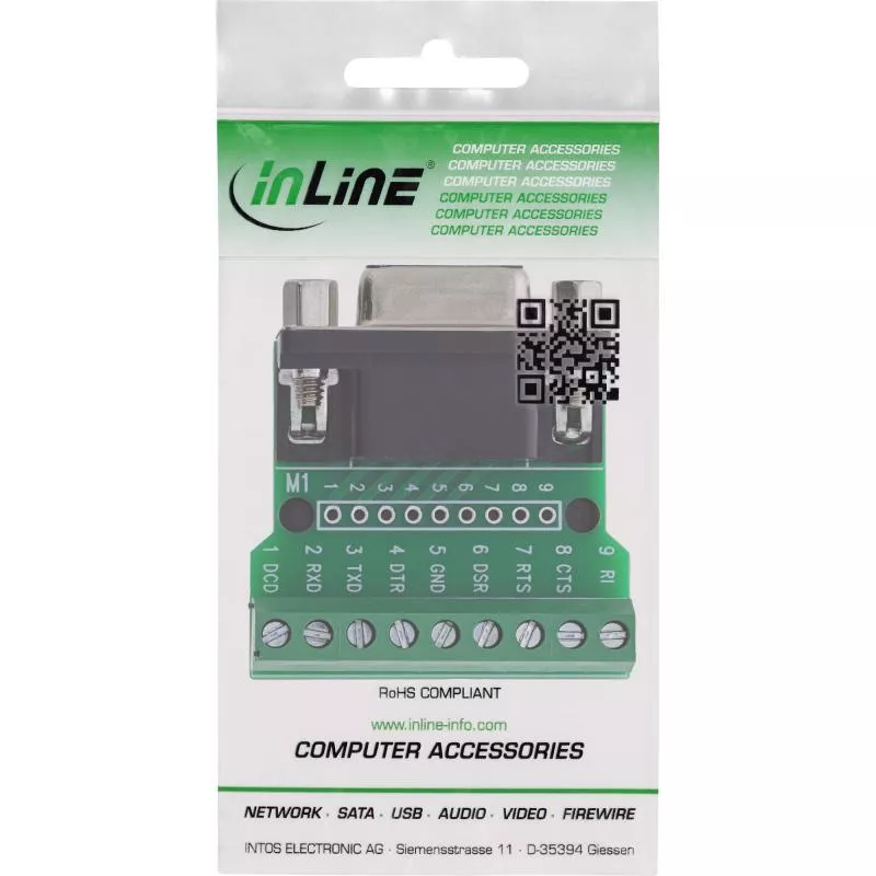 D-Sub 9 Terminalblock, Buchse, Schraubklemme, mit Schraubsicherung