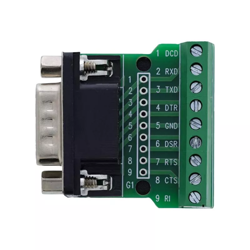 D-Sub 9 Terminalblock, Stecker, Schraubklemme, mit Schraubsicherung