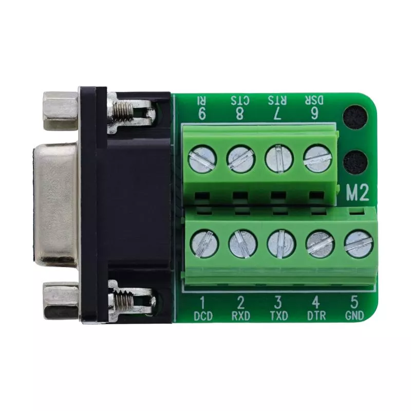 D-Sub 9 Terminalblock, Buchse, 2-reihig, Schraubklemme, Schraubsicherung