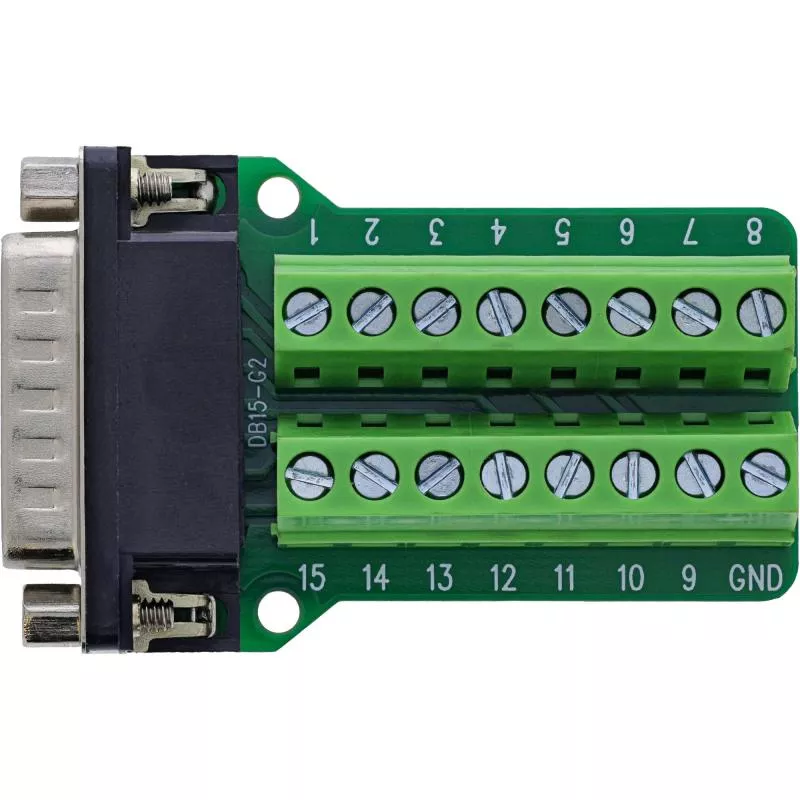 D-Sub 15 Terminalblock, Stecker, 2-reihig, Schraubklemme