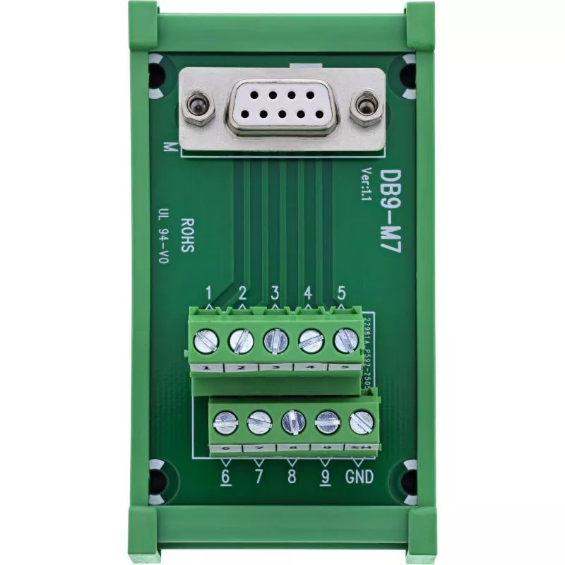 D-Sub 9 Terminalblock für Hutschiene, Buchse, Schraubklemme