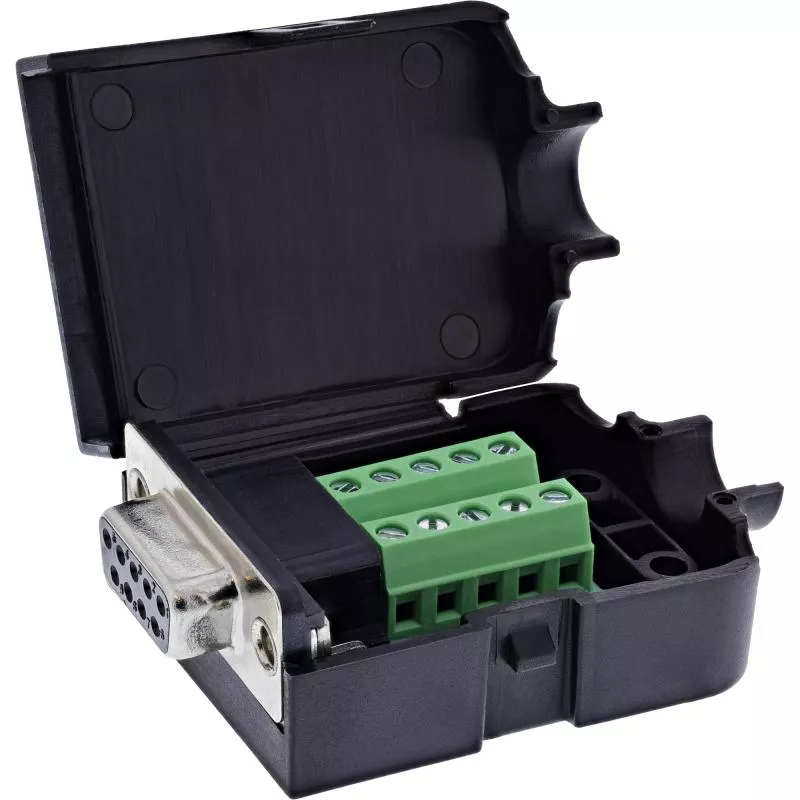 D-Sub 9 Breakout-Terminalblock, Buchse, Schraubklemme, Rändelschrauben