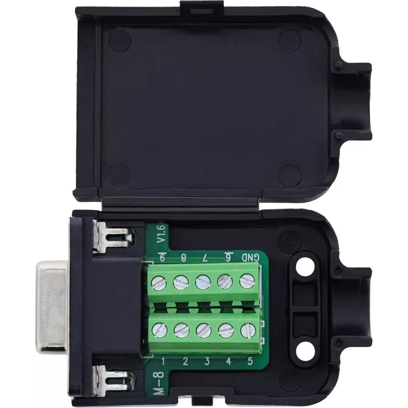 D-Sub 9 Breakout-Terminalblock, Buchse, Schraubklemme, Rändelschrauben