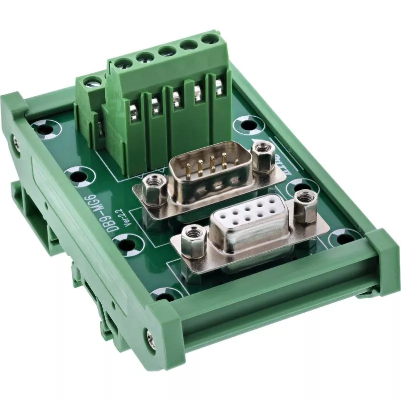 D-Sub 9 Terminalblock für Hutschiene, Buchse/Stecker, Schraubklemme