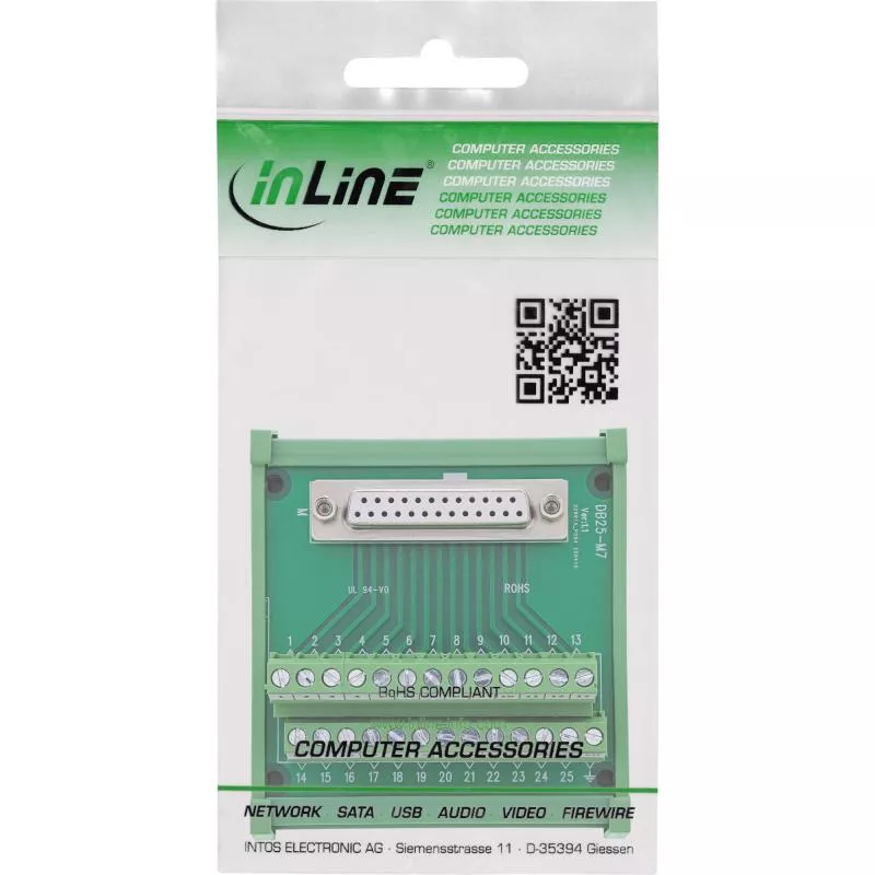 D-Sub 25 Terminalblock für Hutschiene, Buchse, Schraubklemme