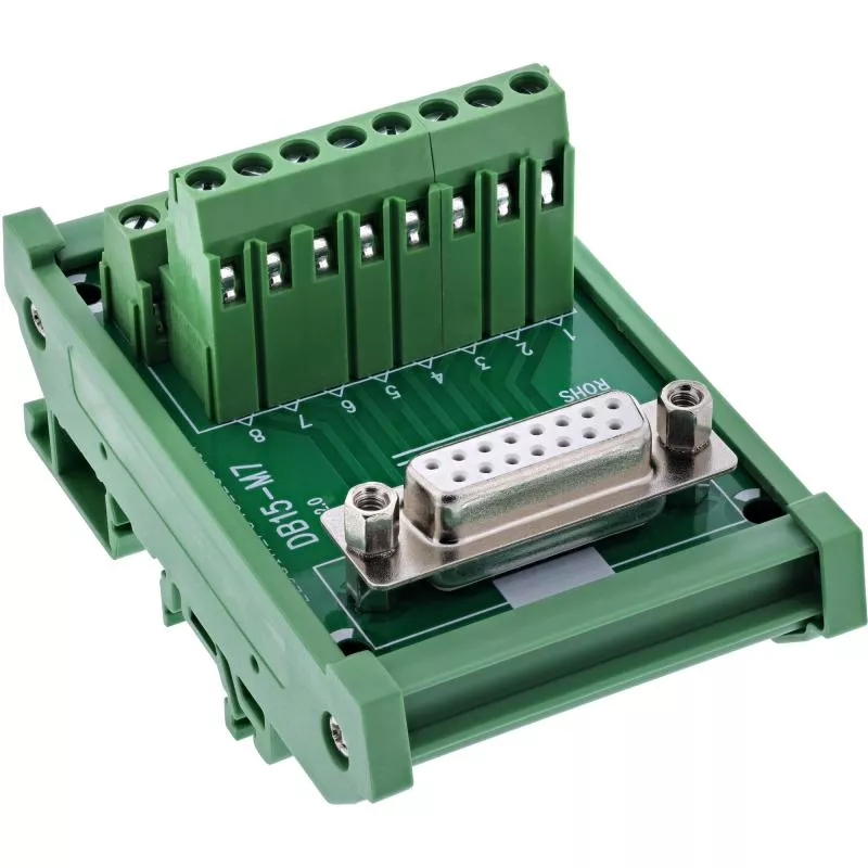 D-Sub 15 Terminalblock für Hutschiene, Buchse, Schraubklemme