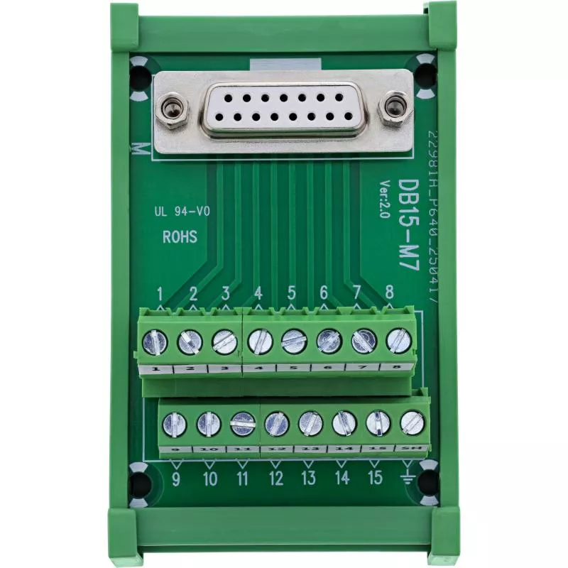 D-Sub 15 Terminalblock für Hutschiene, Buchse, Schraubklemme