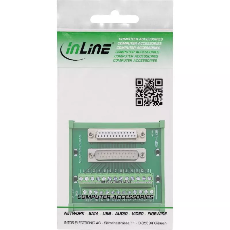 D-Sub 25 Terminalblock für Hutschiene, Stecker/Buchse, Schraubklemme