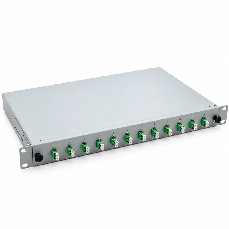 LWL Spleißbox 19" 12 Port – OS2 Singlemode – LC/APC Duplex – Grau