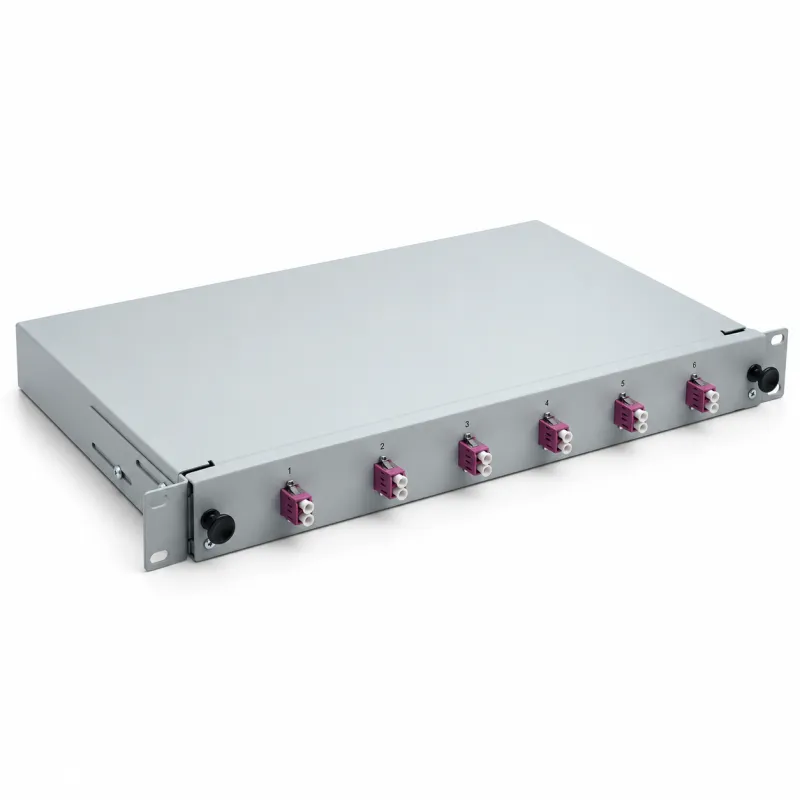 LWL Spleißbox 19" 6 Port – OM4 Multimode – LC/UPC Duplex – Grau