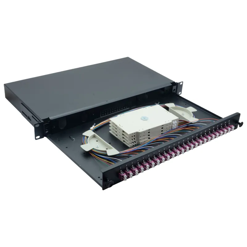 LWL Spleißbox 19" 24 Port – OM4 Multimode – LC/UPC Duplex – Schwarz