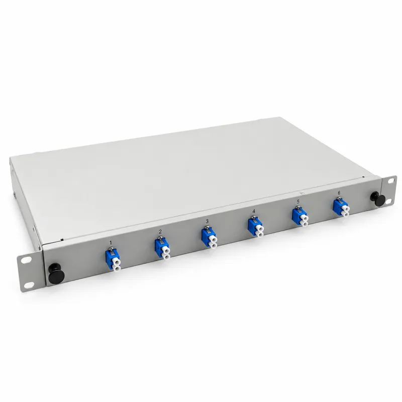 LWL Spleißbox 19" 6 Port – OS2 Singlemode – LC/UPC Duplex – Grau