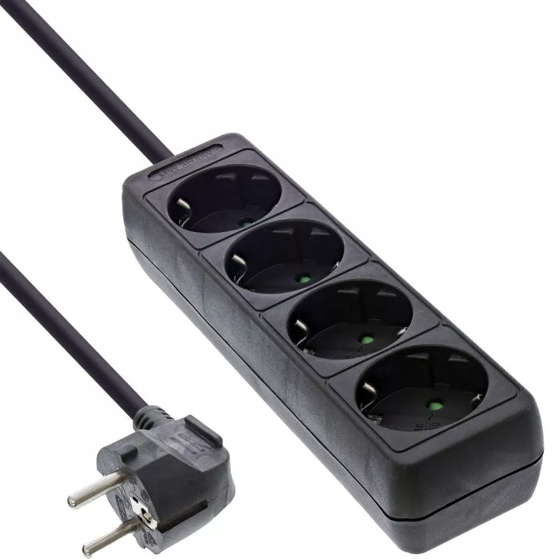 Steckdosenleiste 4-fach – Schutzkontakt, 5 m, schwarz