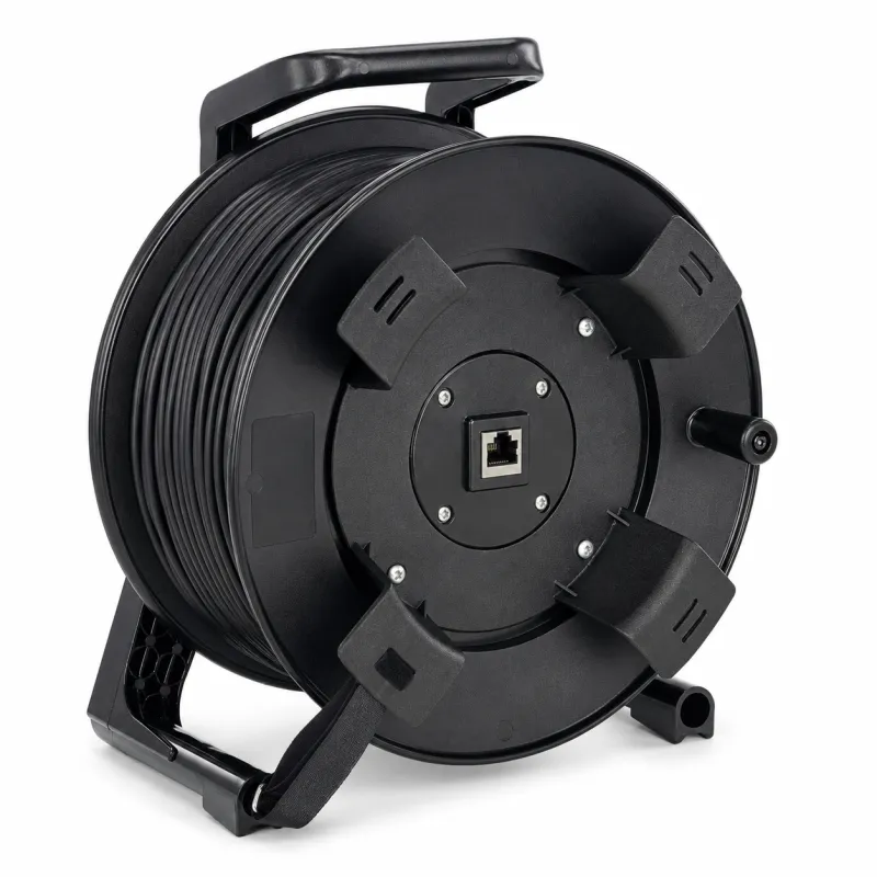 Netzwerk-Kabeltrommel Cat.6A, RJ45 Stecker/Buchse, 30 m, schwarz
